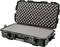 Black, open hard-shell case with padded foam lining, suitable for secure transportation of delicate items.