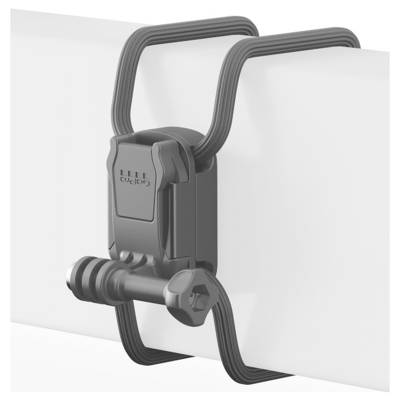 A black clip holds a white board. The clip has a screw that enables camera or accessory mounting.