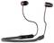 Black wireless in-ear headphones with a neckband, featuring red accents on the earbuds, suitable for music and calls on the go.