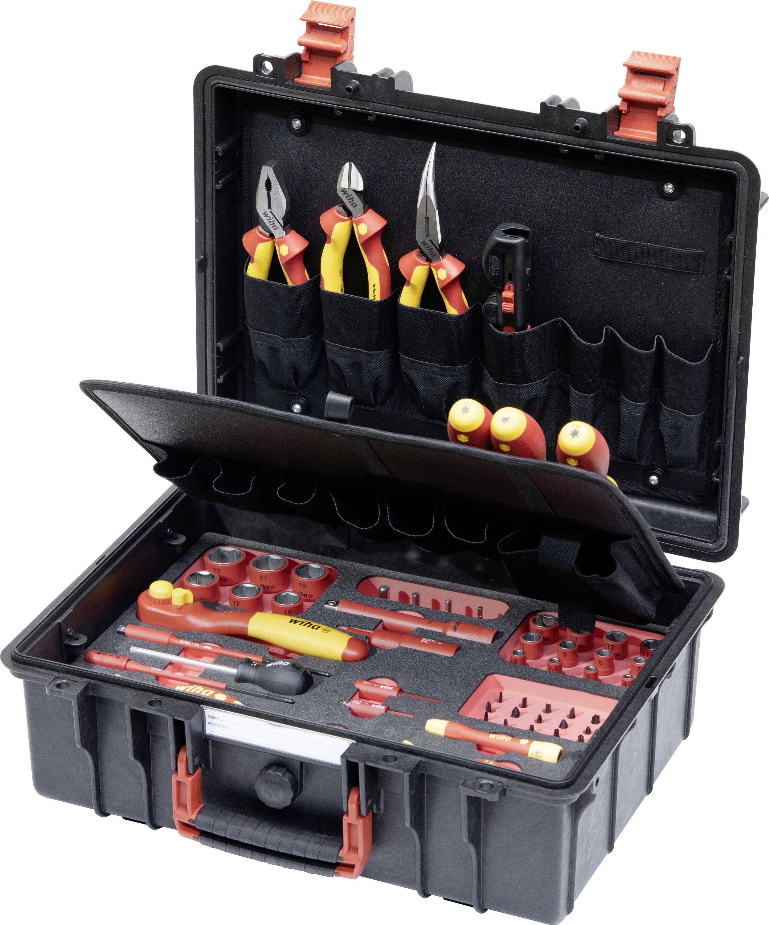 Wiha Set L Mechatronik 62tlg 45833 Electrical contractor, Trades person, Apprentices, Professionals, VDE Tool box (+ tools) 62-piece (W x H x D) 457 x 183 x