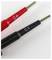 Two test probes, one red with '+' and one black with '-', on a white background. They are intended for electrical measurements.