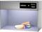 Colour assessment lamp with colour swatch fan. Screen displays light mode. Used in colour testing for precise colour reproduction.