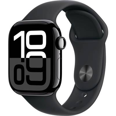 Black smartwatch with a large display showing the time '10:09'. The design is modern and minimalist, with a sleek strap.