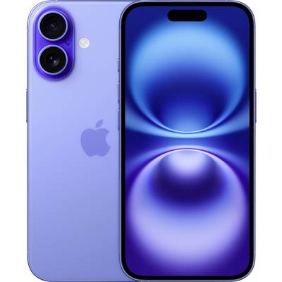 A smartphone with a blue casing. The screen displays an abstract blue pattern. Two cameras are visible on the left.