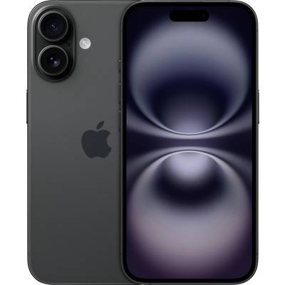 A smartphone in a dark colour with two cameras on the back and a screen protector displaying an abstract design.