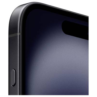 A close-up of a smartphone screen with a rounded design and side button, in a dark colour tone.