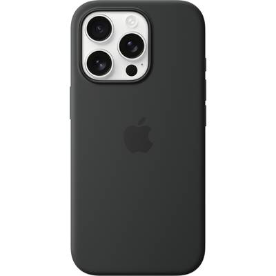 Black mobile phone with three camera lenses on the back and a distinctive logo in the centre.