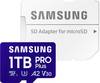 Samsung microSD Card PRO Plus microSDXC card Retail 1 TB Class 10, UHS-I, Class 3 UHS-I, v30 Video Speed Class, A2 Application Performance Class incl. SD adapter