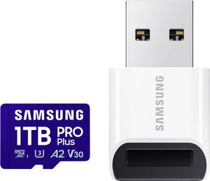 Samsung microSD Card PRO Plus (2023) miniSDXC card Retail 1 TB Class 10, UHS-Class 1, Class 3 UHS-I , v30 Video Speed Class, A2 Application Performance Class incl. USB card reader