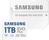 Samsung microSD Card EVO Plus microSD card Retail 1 TB A2 Application Performance Class, v30 Video Speed Class, UHS-Class 3, Class 10 Waterproof, incl. SD adapter