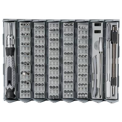 'Set of precision screwdriver bits and tools in an organised case.'