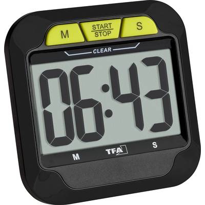 A digital timer displays '06:43'. Two yellow buttons at the top for starting/stopping and clearing.