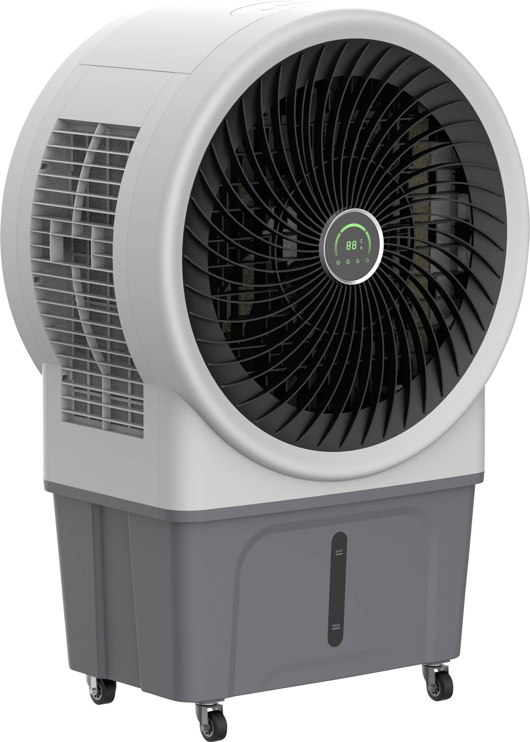 Be Cool Air cooler 250 W (L x W x H) 493.5 x 778 x 1181.5 mm Light grey, Grey (matt) Timer, LED display, Oscillating, incl. remote control