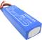 Blue 2200mAh 25C Lithium Polymer battery with two cables and connector plugs, suitable for model-making and RC devices.