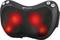 Massage cushion with four rotating massage heads and illuminating red heat function, designed to relax the neck or back.