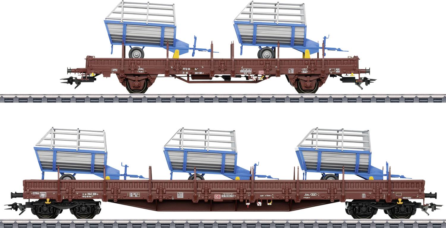 Maerklin 46407 H0 2pc set stake car Ks447 of DB AG, MHI