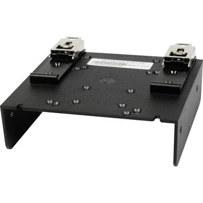 A black hard drive mounting bracket for computer cases with two mounting points and a barcode label at the top.