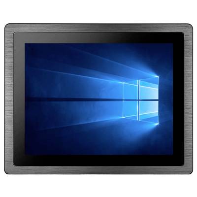 A tablet PC displays the blue Windows desktop background with a radiant window design in the centre of the screen.