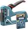 Electric stapler J-25 by Novus, turquoise with red handle. Included staples: Type A, 53/8, galvanised, 1800 pieces, 8mm length.