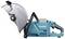 A blue and grey portable Makita circular hand saw, suitable for precision cuts in construction projects.