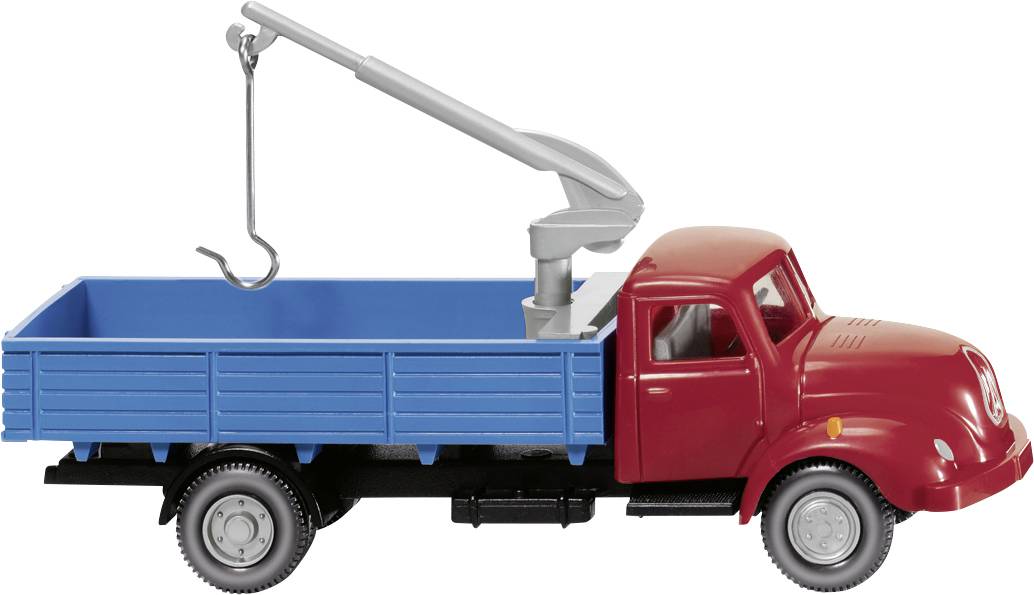 Wiking 042002 H0 HGV Magirus S 3500 pallet truck with loading crane - red/blue