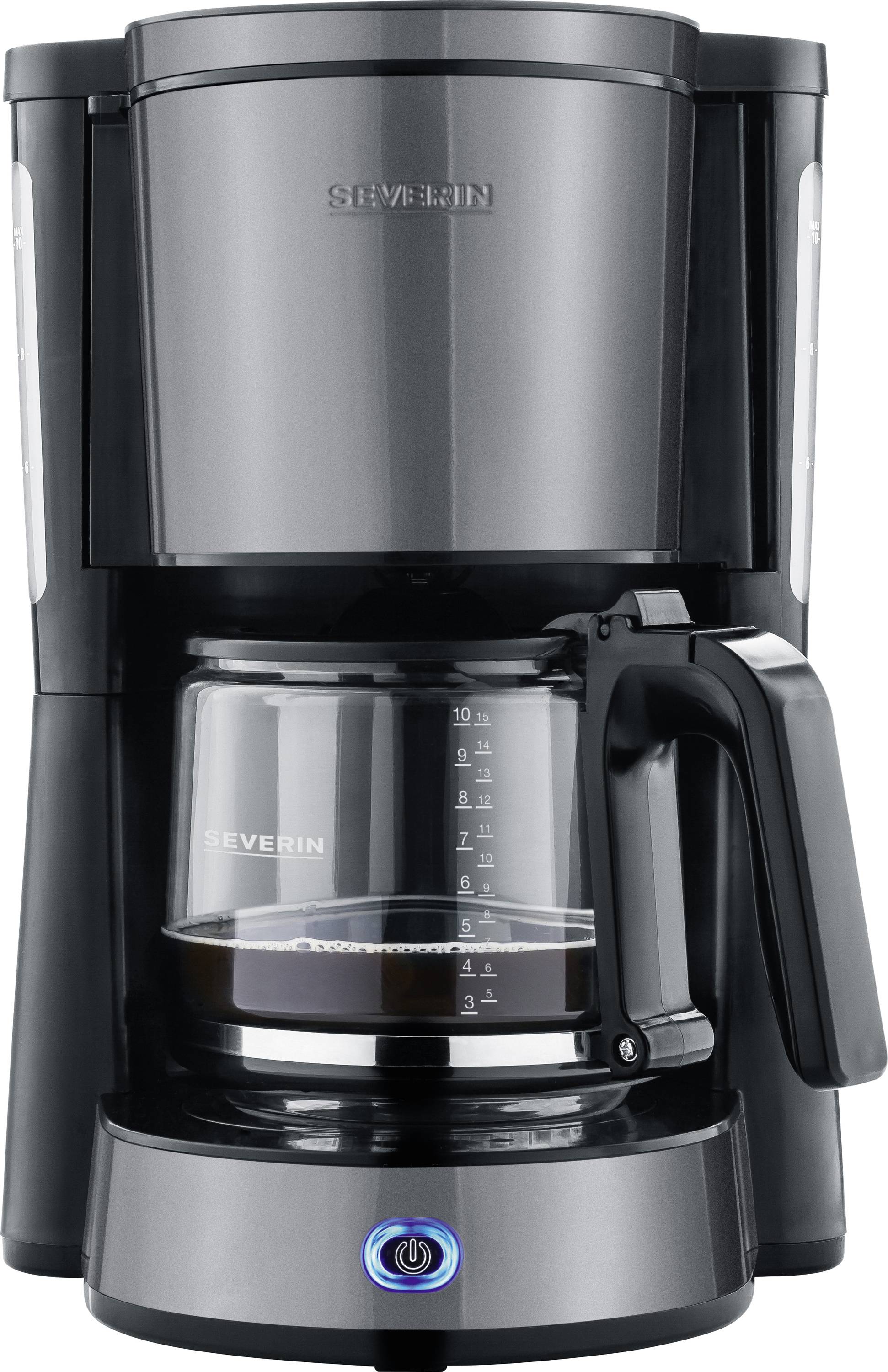 Severin 9572 Coffee maker Anthracite, Black, Stainless steel Cup volume=10 Glass jug