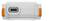 A white, rectangular object with a grey, rectangular connection in the middle and orange accents on the sides.