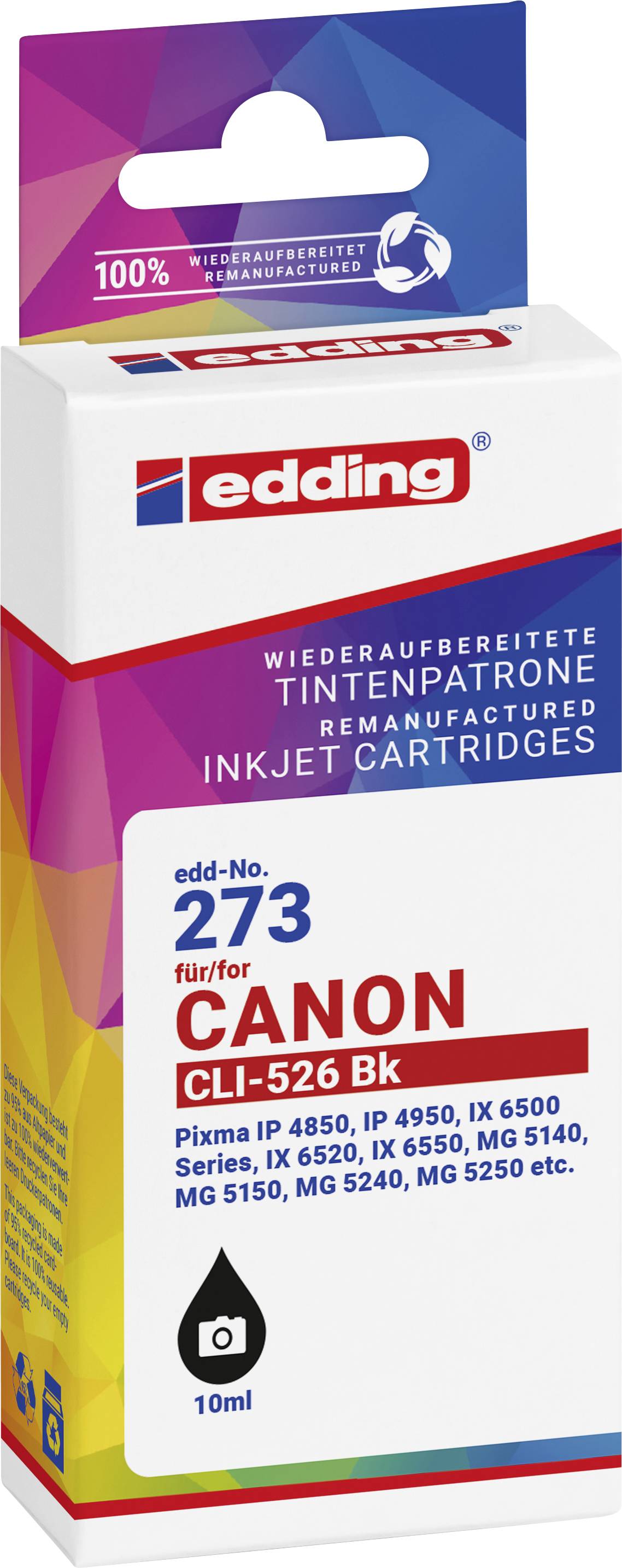 Edding Ink cartridge replaced Canon CLI-526BK Compatible Photo black EDD-273 18-273-01