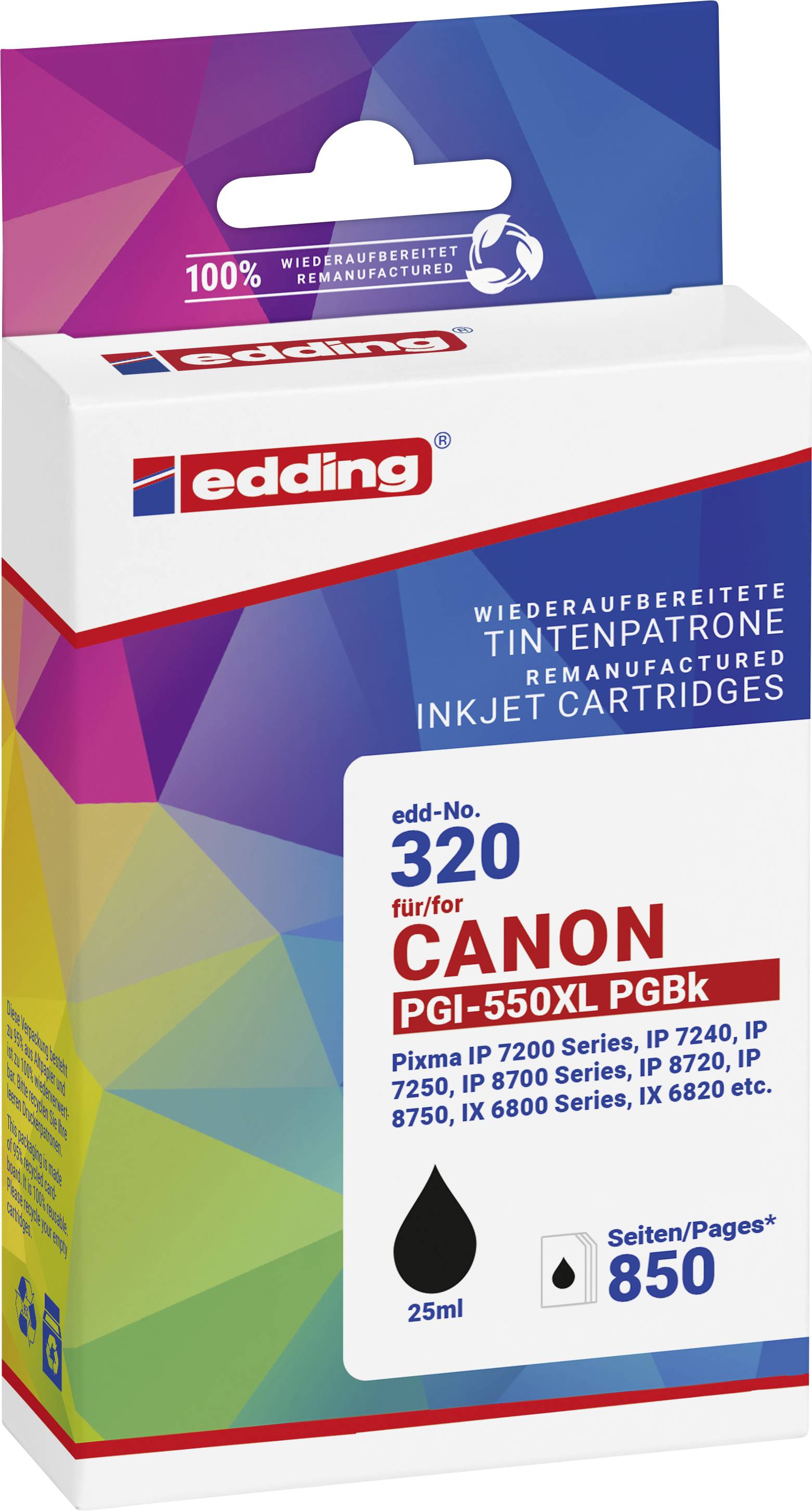 Edding Ink cartridge replaced Canon PGI-550XL Compatible Black EDD-320 18-320-01