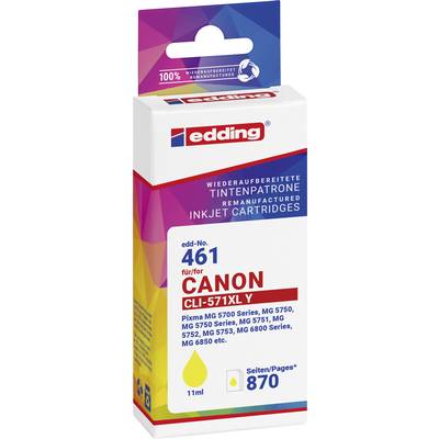 Edding Ink cartridge replaced Canon CLI-571XL Compatible Yellow EDD-461 18-461-01