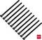 Black cable ties, ten pieces lined up side by side, with a red label '100x' bottom right.