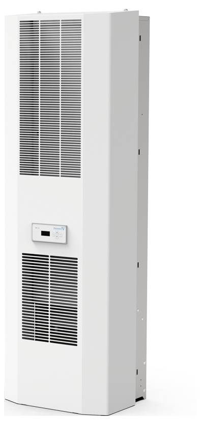 A white, rectangular air cooler with ventilation grilles and a control panel in the centre, suitable for industrial cooling applications.