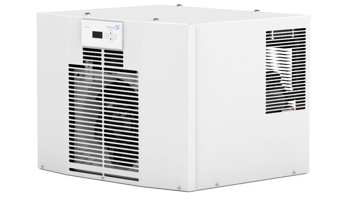 A white dehumidifier with a digital display and ventilation grilles. The device is positioned against a neutral background.