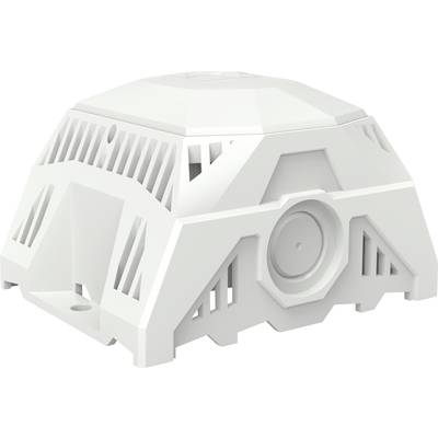 A white, octagonal smoke and heat detector with a grille design and a central circular recess for detecting smoke and heat.