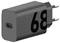Black USB-C charger with two pins and the number '68' on the side, suitable for fast charging.