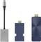 Compact, rectangular blue-patterned adapter with an HDMI connection and detachable cable, suitable for media playback.