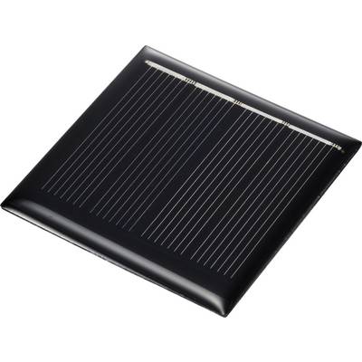 A single solar cell with parallel conductor tracks on a black surface, used for converting sunlight into electrical energy.