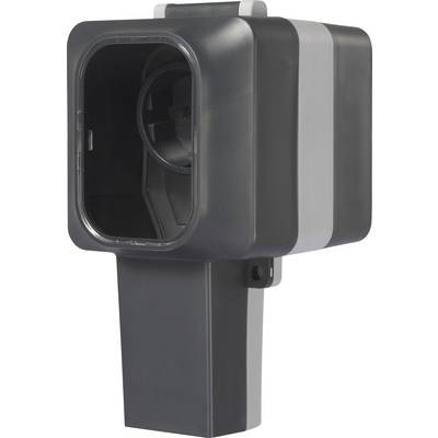 A rectangular, grey device with a black opening on the front, possibly a speed radar or sensor.
