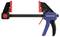Workbench clamp with red handle, blue lever. 'WORKPRO' brand name on the handle. Suitable for working loads up to 300 lbs.