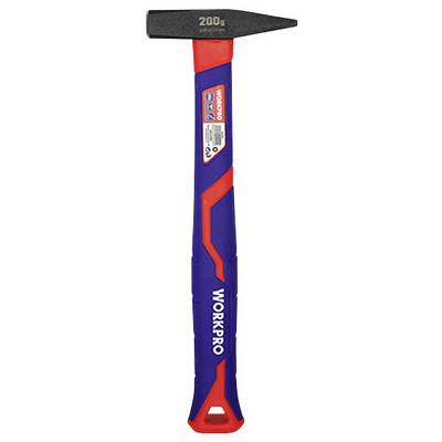 A blue and red metalworking hammer by the brand 'WORKPRO' with a 200 g head.
