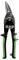 A green and black metal snips with a shiny metal blade, suitable for cutting thin metal.
