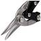 Close-up of a metal shears with sharp, curved blades, suitable for precision cutting of thin sheet metal.