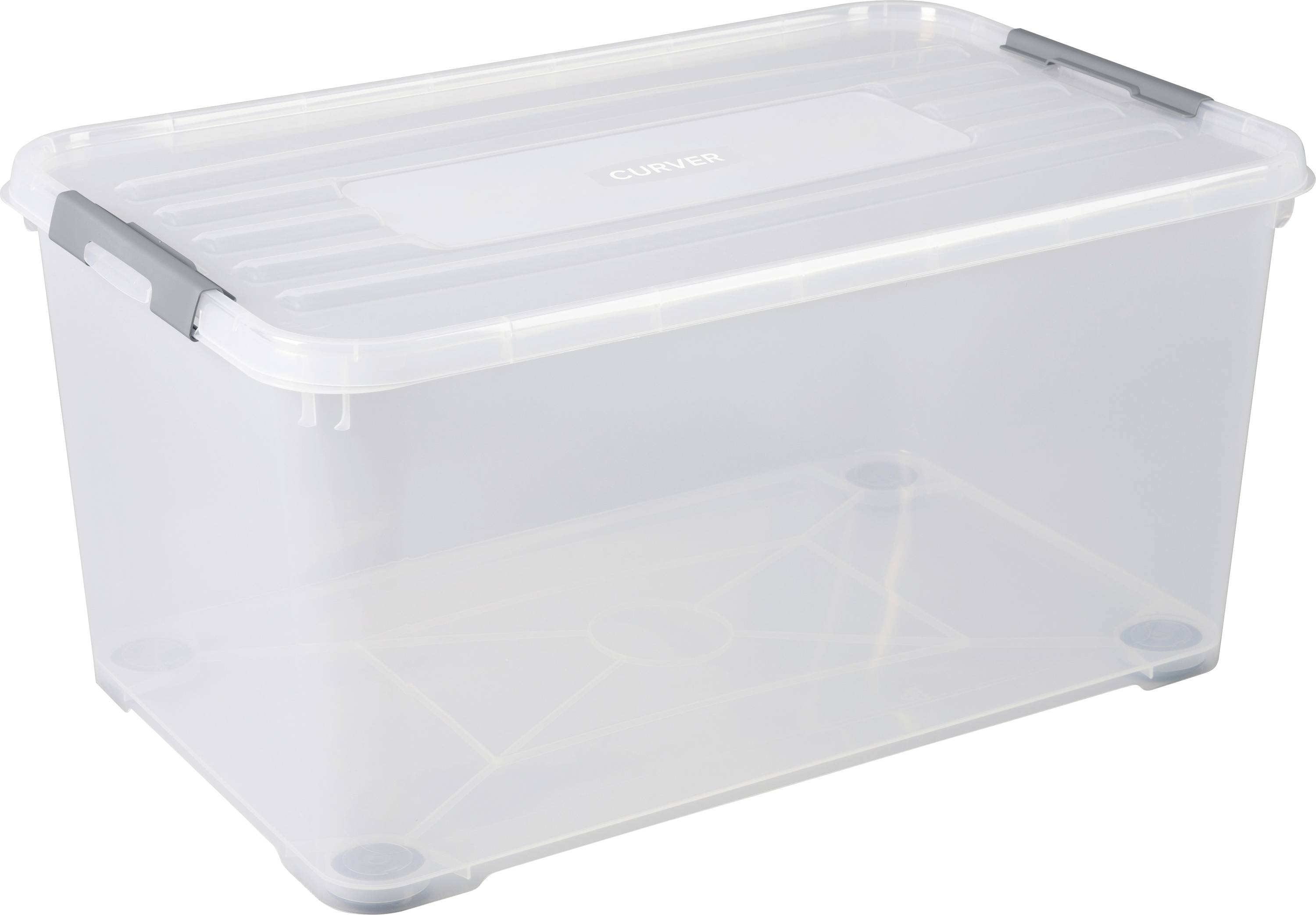 Curver 243857 Storage box HANDY Stackable (L x W x H) 800 x 500 x 390 mm Transparent, Silver 1 pc(s)