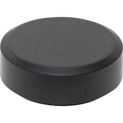 Black ice hockey puck on a white background.