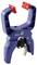 A blue plastic clamp with red protective elements on the gripping jaws, suitable for DIY tasks or craft projects.