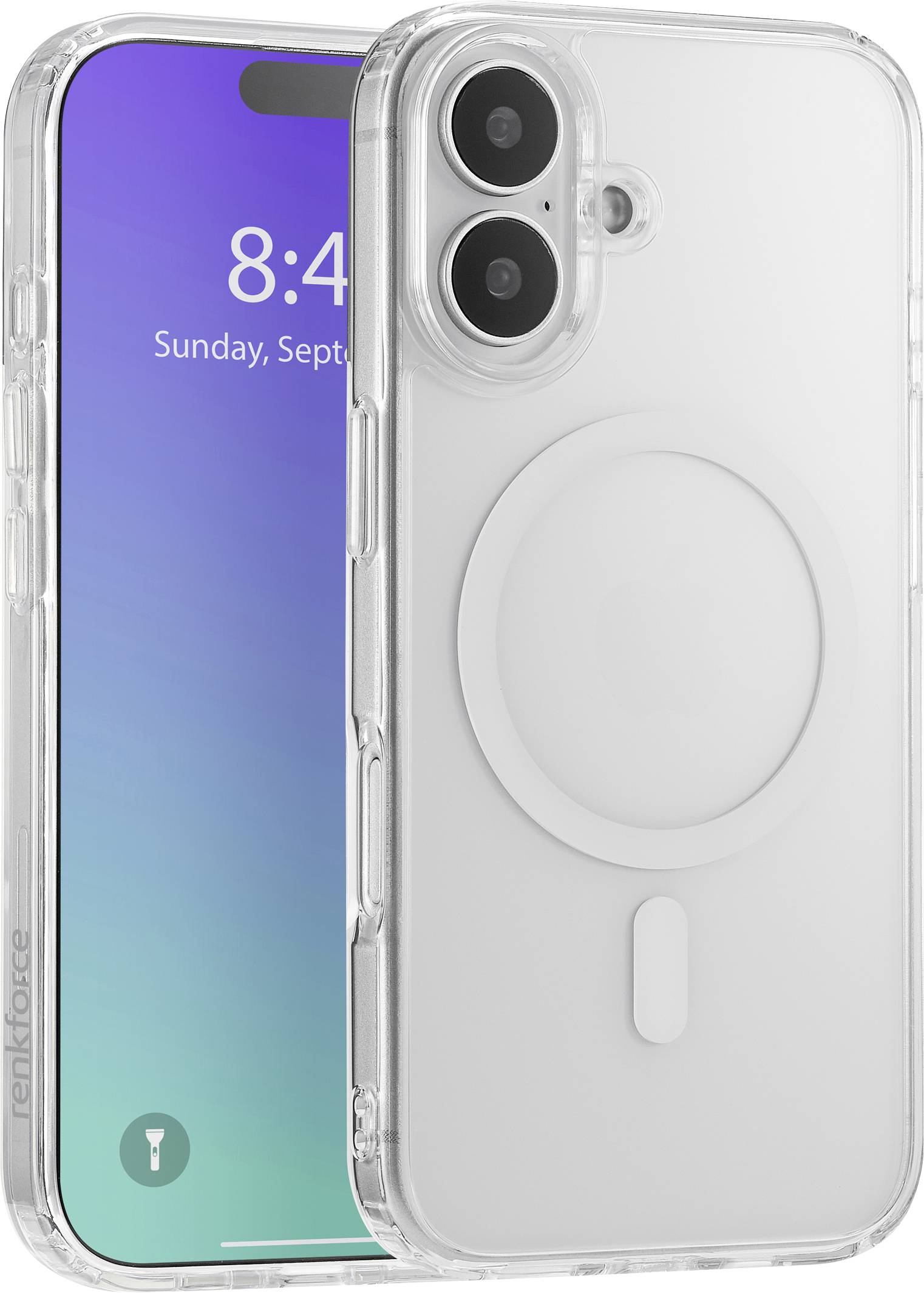 Renkforce RF-6676266 Back cover Apple iPhone 16 Transparent MagSafe compatibility, Inductive charging RF-6676266