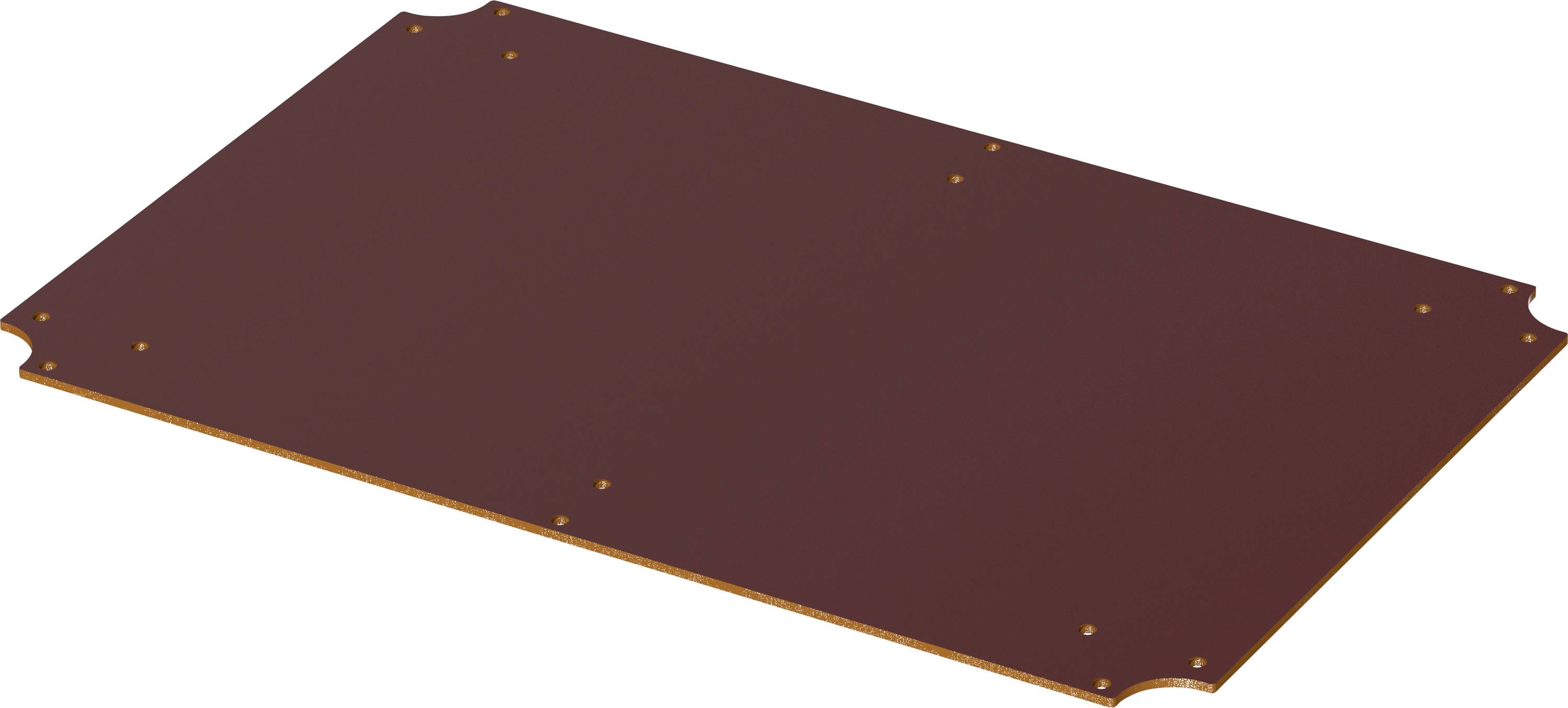 A rectangular, brown Bakelite plate with a smooth surface and rounded corners. No visible patterns or markings.