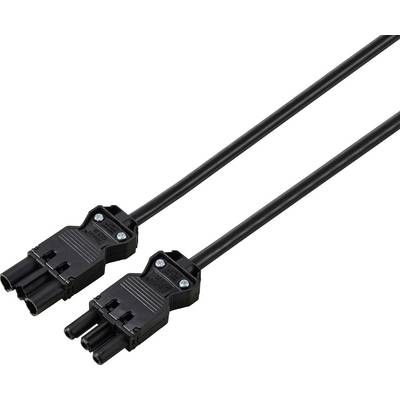 Two black CEE 7/16 Euro plugs on cables, side view.