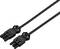 Two black CEE 7/16 Euro plugs on cables, side view.