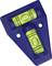 Blue plastic angle with two integrated spirit level cylinders for horizontal and vertical alignment.